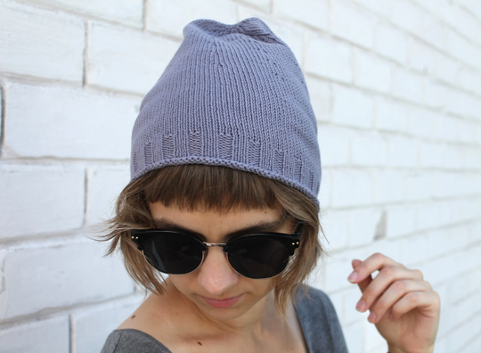 Organic Cotton Beanie, Simple Style Vegan Hat, Plain Toque, Lightweight Hand Knit Hat Women's & Men's