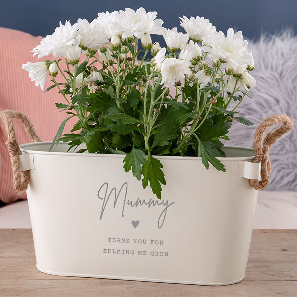 Personalised Metal Planter - Engraved Flower Pot Personalized Birthday Gift For Plant Lovers Gardeners Her Mum