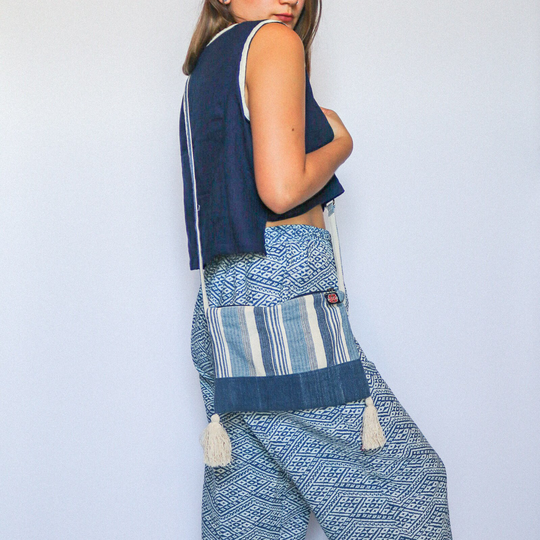 Small Size Organic Indigo Dye Cross Body Bag