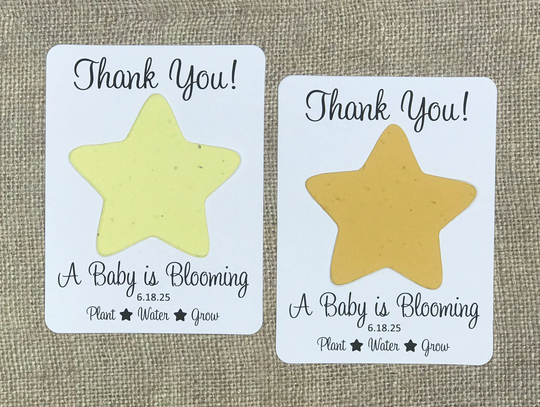 star A Baby Is Blooming Plantable Seed Paper Shower Favors | Set Of 12 - Reycled Seeded Gender Reveal, Birth Announcement, Sprinkle