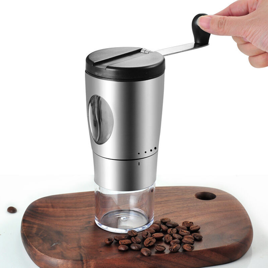 Heguyey - Portable Coffee Bean Grinder, 5 Adjustable Levels with Adjustable Ceramic Herb Setting - Steel Hand Crank Grinder for Coffee Beans, Spices,
