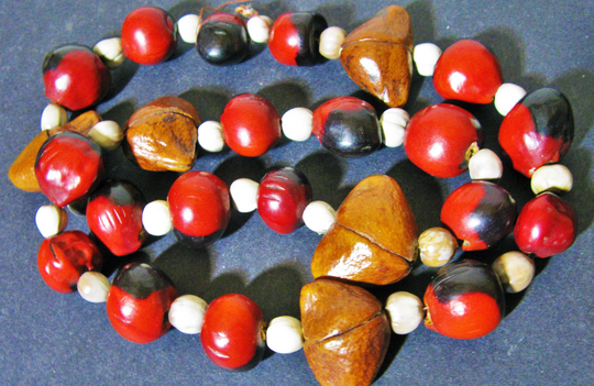 Vintage Nut Necklace Chunky & Seed Hand Made Ethnic Bead Necklace, Retro
