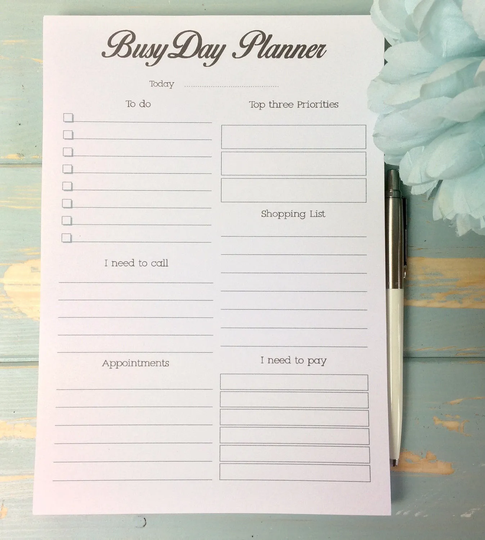 Daily Planner, A5 Day Organizer, Tear Away Pages, To Do List, Notepad, Gift Idea