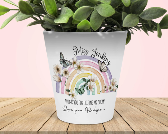 Teacher Plant Pot, Flower Pot For Teachers, Teacher's Gifts, Personalised Butterfly Rainbow Pot, Gift Teachers