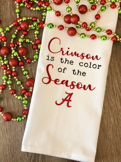 Crimson Is The Color Of Season Officially Licensed Alabama Towel/Holiday Kitchen Tea Decor Flour Sack