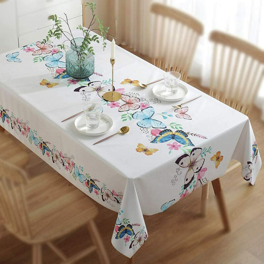 Waterproof Tablecloths, Coffee Table Mat, Non-slip pvc Rectangular Tablecloth, Anti-Oily and Anti-Fade Table Cover for Kitchen, Dining Room, Warm