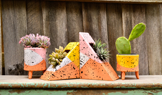 Abstract Colourblock Paint Splatter Geometric Planters