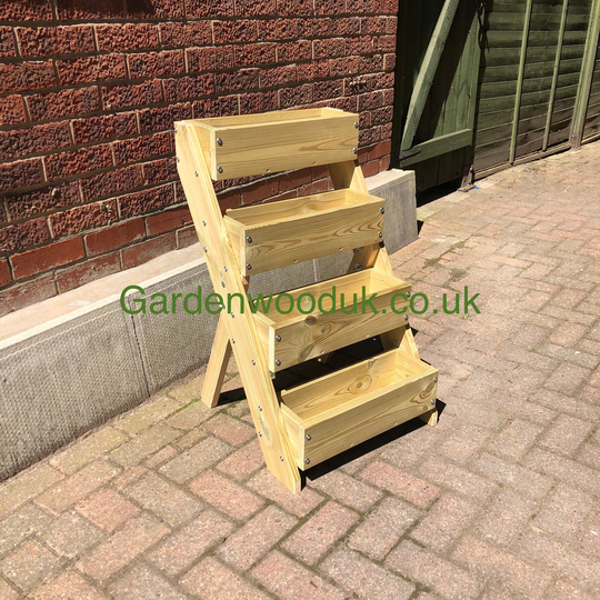 4 Tiered Freestanding Planter. Tier Multi-Level Planter, Step Ladder Herb Or Strawberry Garden Planter