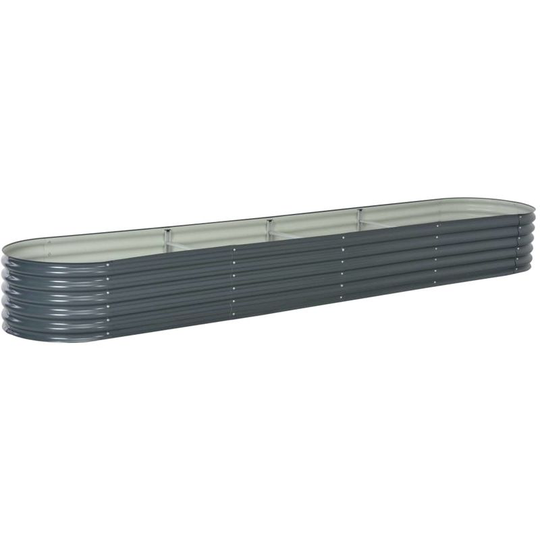 Hommoo - Garden Planter 400x80x44 cm Galvanised Steel Grey VD29656