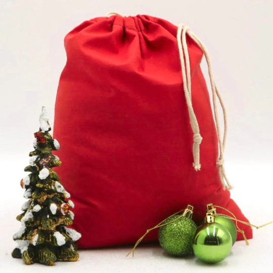 Red Cotton Bags. Double Drawstring Premium Quality Best For Gifts. Christmas Pack Of 100 | Choose From Sizes