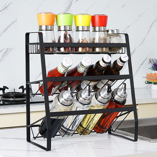 3 Tier Freestanding Spice Herb Rack Jar Holder for Kitchen - Livingandhome