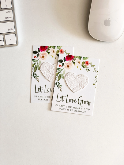 Grownotesâ„¢, Let Love Grow Favor Cards, Roses Pale Blue, Mailable Favor, Mini Seed Paper Plantable, Wallet Size, Wedding Shower, #28