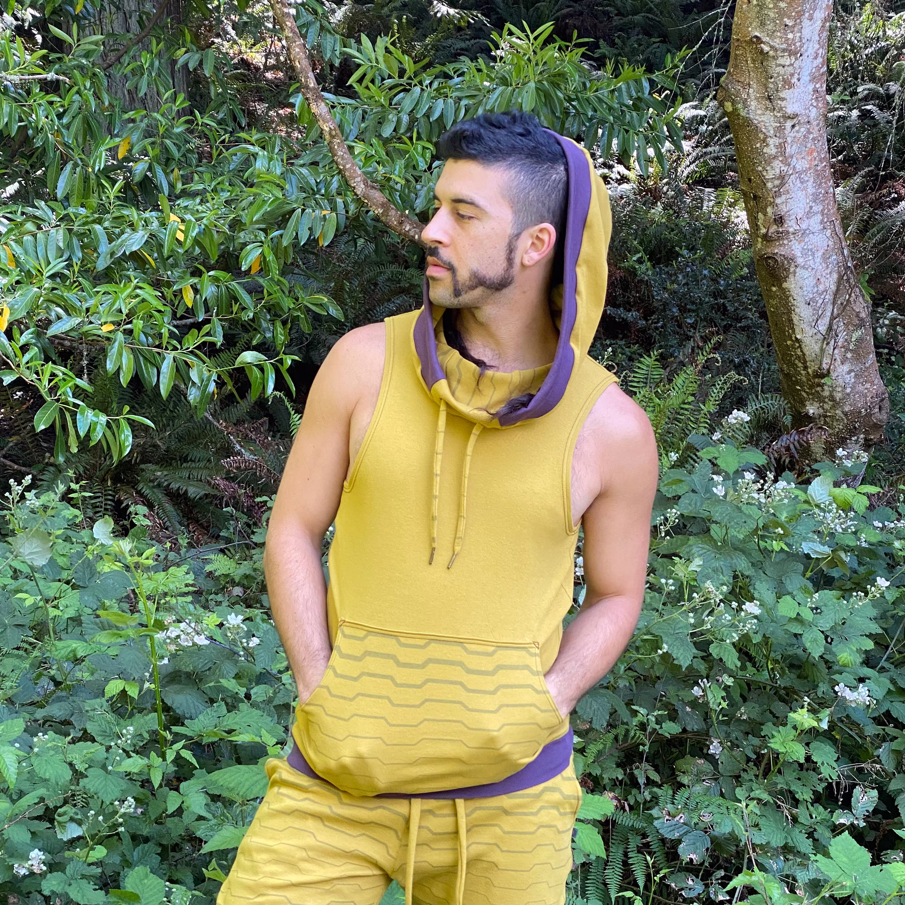 The Portal Tank - Organic Cotton Unisex Geometric Sleeveless Hoodie/Festival Hooded Top Sacred Geometry Ninja Street