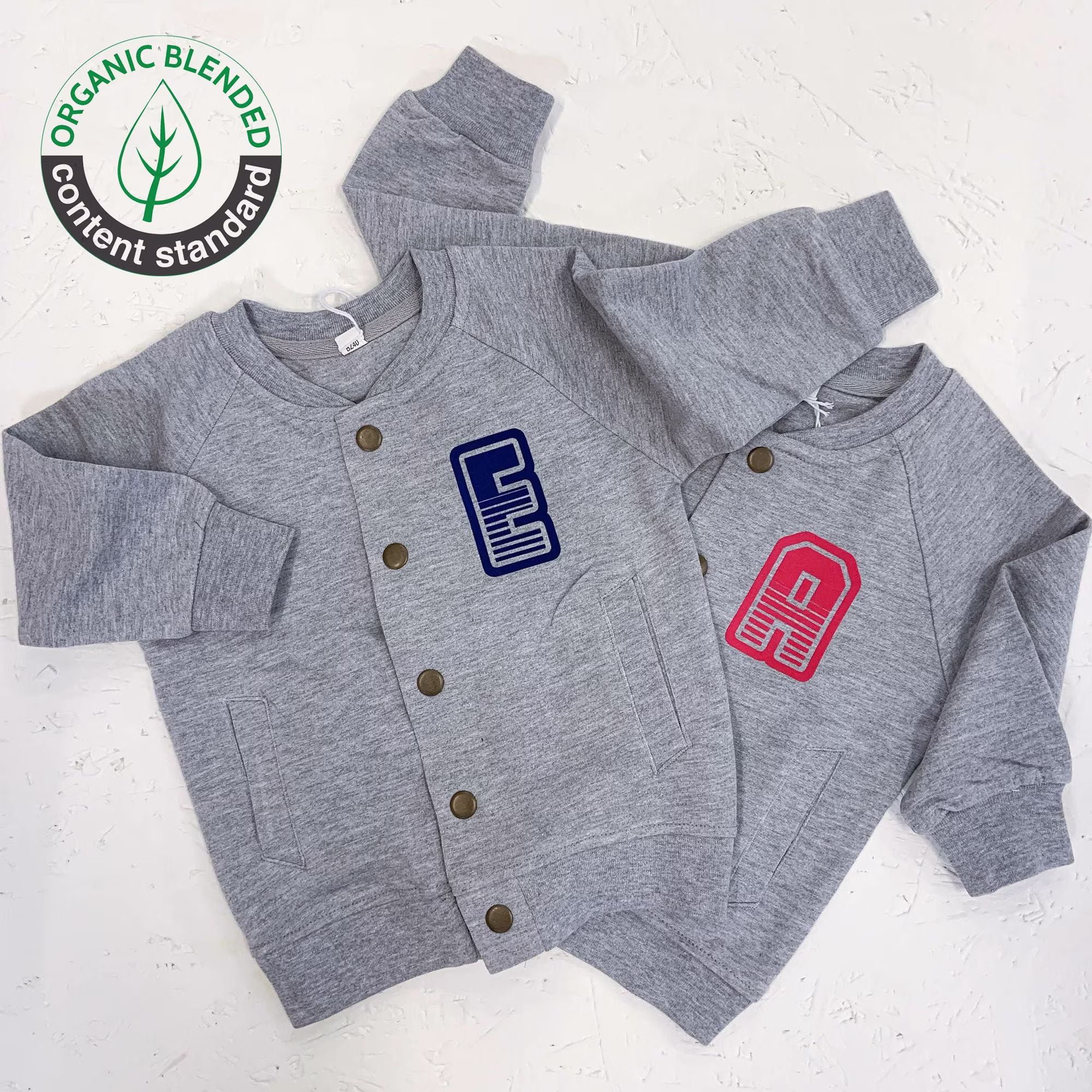 Personalised Kid's Organic Bomber Jacket Children's Trendy Coat With Initial