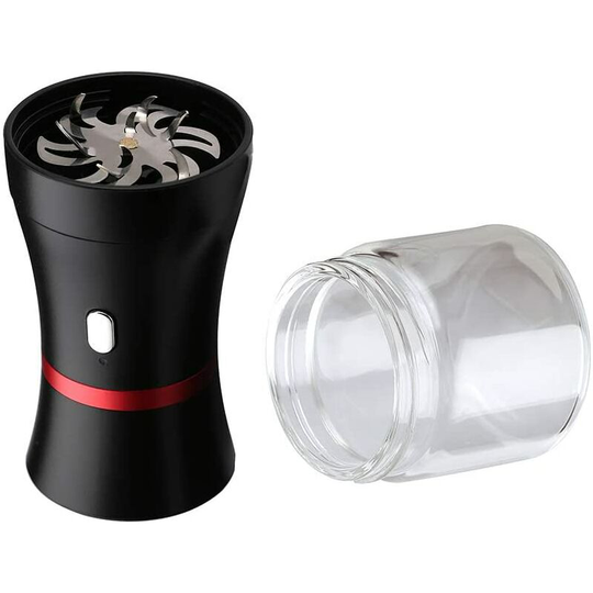 1100 mAh rechargeable smart electric spice and herb grinder with 2 glasses (50 ml) for storage and pollen collection Brush for easy cleaning