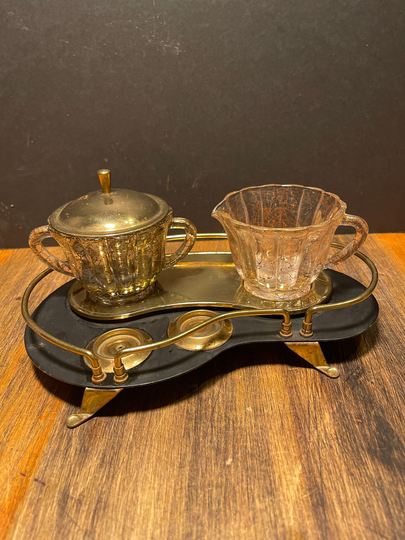 Edwardian Footed Kidney Shaped Serving Caddy, 1950's