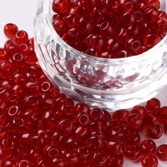 Red Seed Beads 6/0 Transparent, 110 Grams