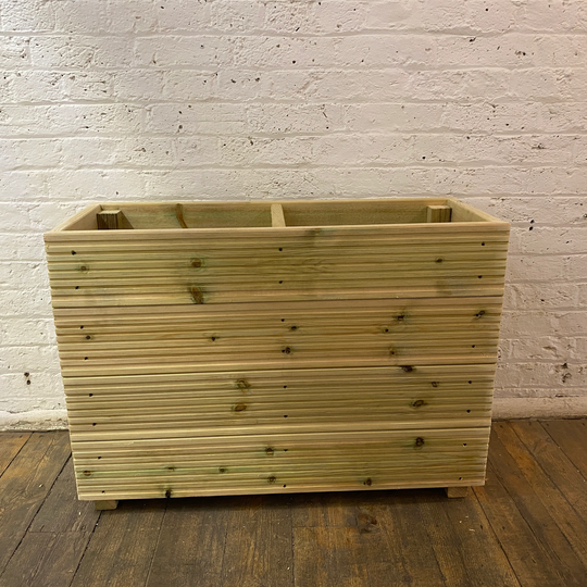 Large Tall Garden Wooden Decking Patio Planter Trough Herb 63cm High With Two Sections