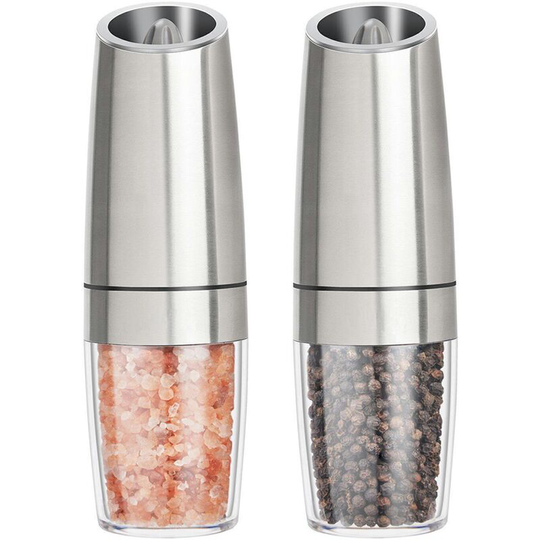 Gravity Electric Salt and Pepper Grinder Set with Adjustable Automatic Pepper and Salt Mill stainless steel two-piece set