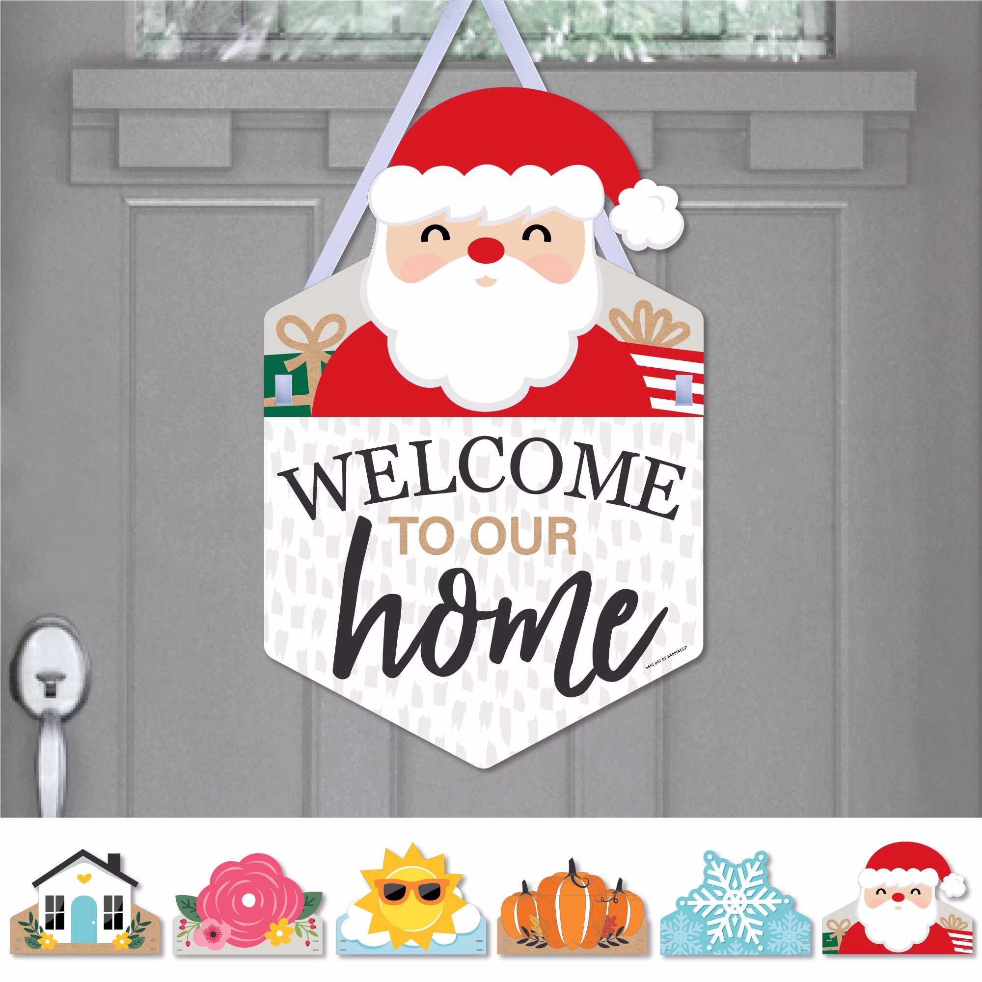 Holiday Welcome To Our Home - Hanging Seasonal Sign Interchangeable Door Decor