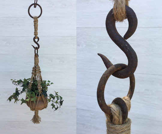 Macramé Plant Hanger With A Small Hand Forged Hook