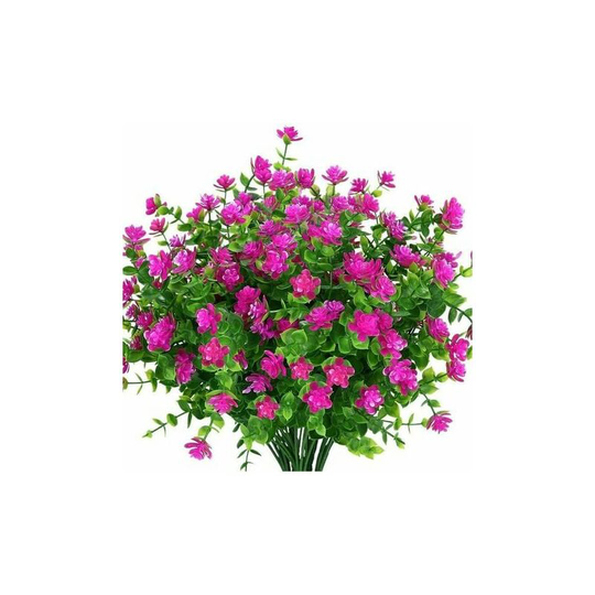 Echoo - Artificial Fake Flowers Outdoor Green Plastic Arts for Indoor Hanging Planters Home Office Wedding Farmhouse Decoration 24 Pcs Red Lotus