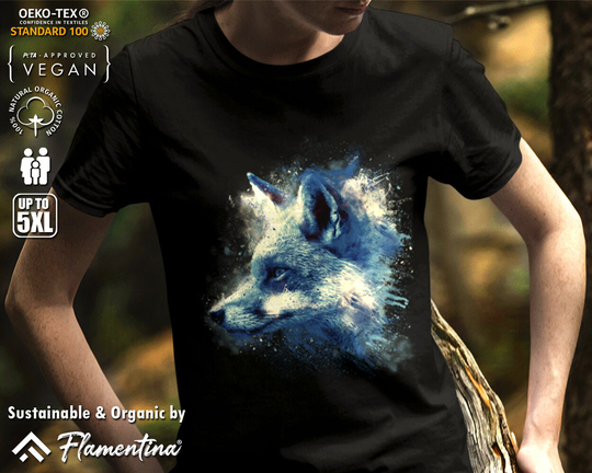 Wild Fox Organic Cotton T-Shirt Animals Wildlife Wolf Jackal Nature Beast Predator Ghost E107 | Mens, Womens & Kids Sizes
