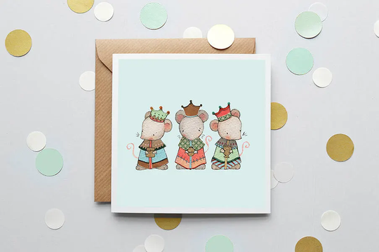 Three Wise Mice, Christmas Card, Seasons Greetings, Whimsical Xmas, Festive Greetings Perfect For Children Or Adults This Xmas