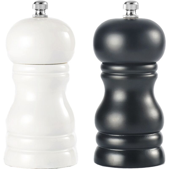 Solid wood pepper grinder manual pepper grinder seasoning bottle pepper pu paint pepper mill white + black