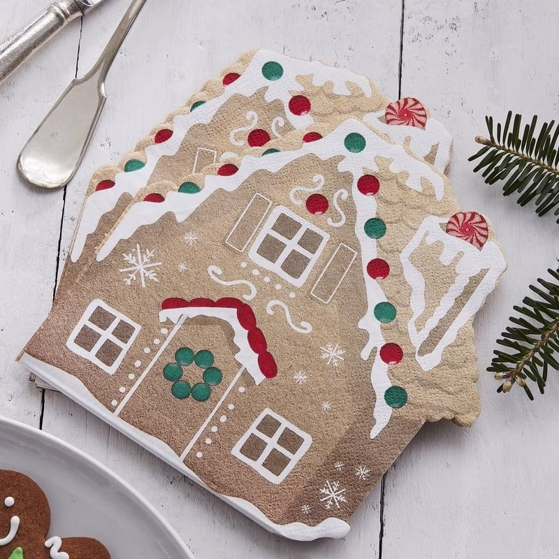 Gingerbread Merry Christmas Napkins Tissue Paper, Party Decorations Seasonal Gifts