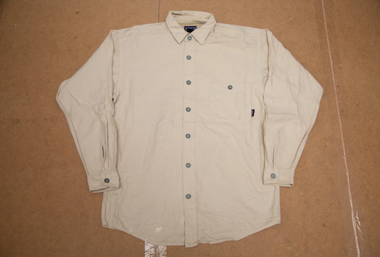 Vtg Patagonia Organic Cotton Beige Button Shirt, Sz Men's Medium