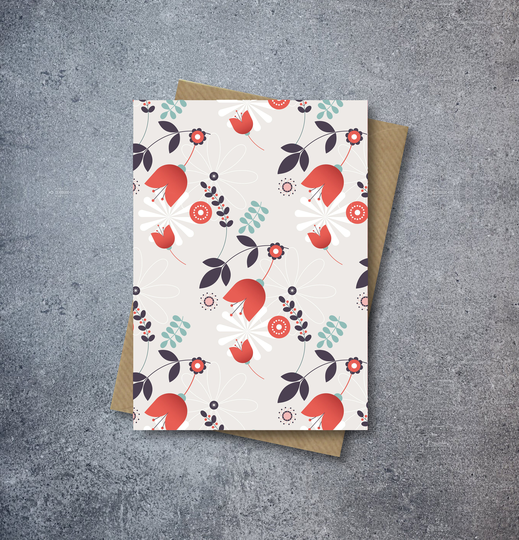 Hibiscus Repeat Pattern Graphic Design Card | Thank You Card Friend Girlfriend Love| Wife Birthday Her Mothers Day