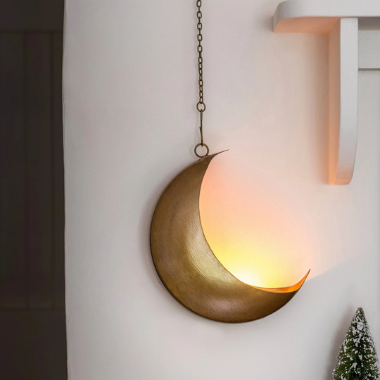 Celestial Moon Hanging Planter, Gold Planter , Love You To The Moon & Stars, Tealight Holder , Pretty Light