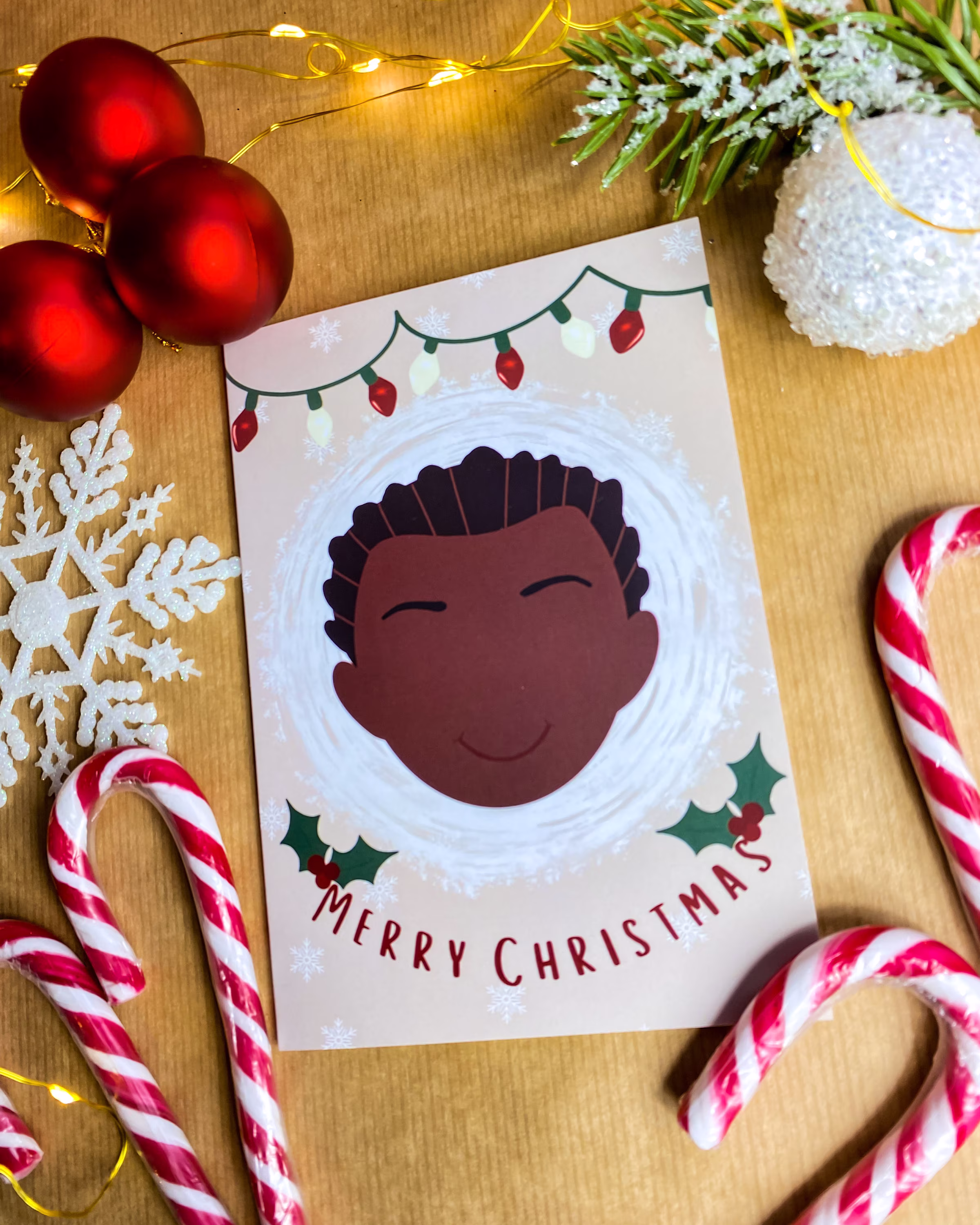 Black Boy Mini Christmas Card - Children's Seasons Greetings Holiday Cards Diverse Greeting Merry