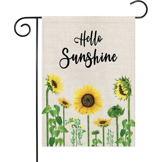Briday - Summer Hello Sunshine Sunflower Garden Flag Burlap Vertical Double Sided 12.5 x 18 Inch Outdoor Decorations Seasonal Flags Yard Decor