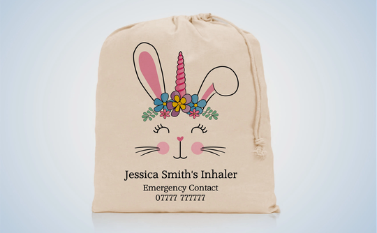 Personalised Bunny Rabbit Unicorn Inhaler Medicine Bag
