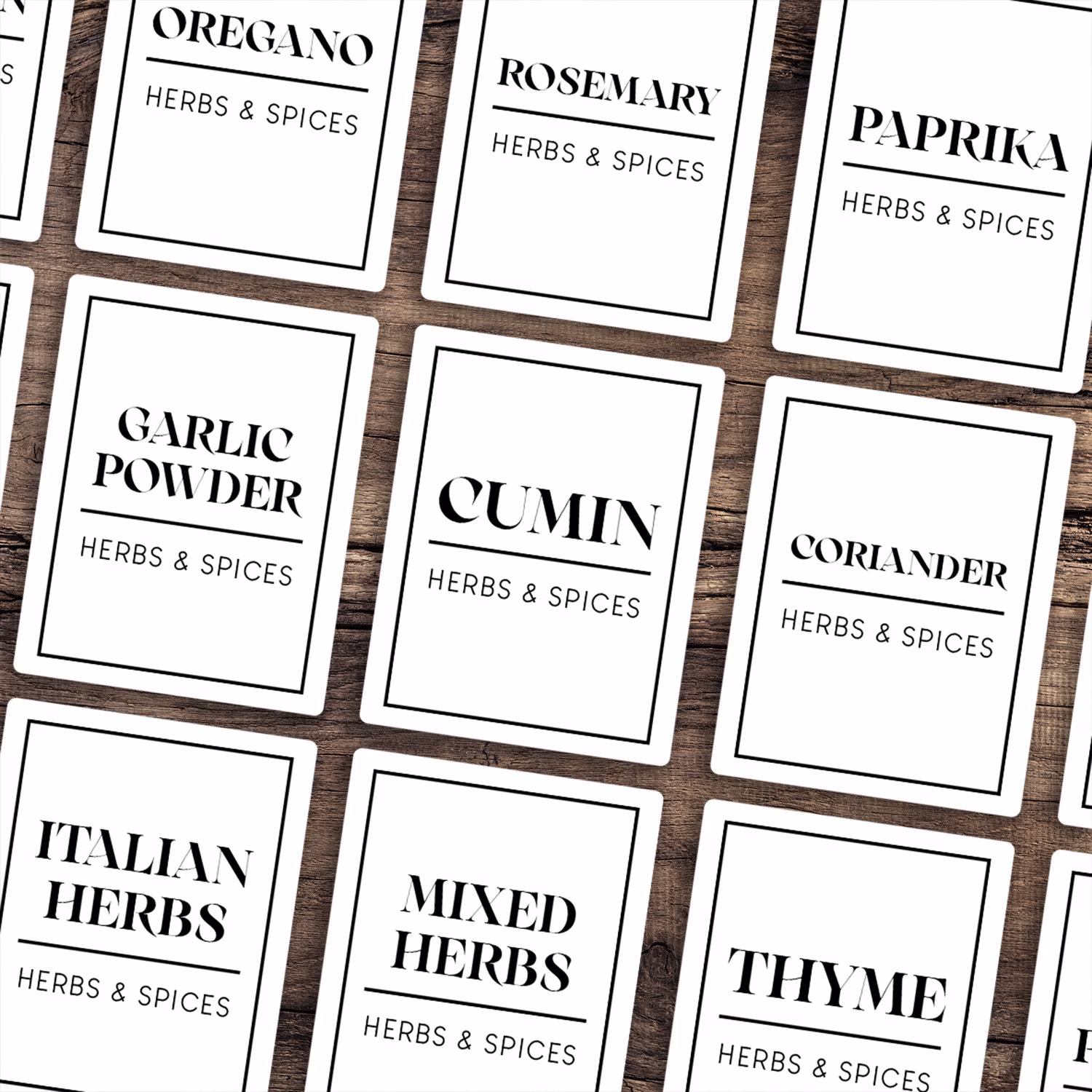 30 Modern Herbs & Spices Labels Vinyl Stickers - Pantry Kitchen Shelves Chic Simple For Container Jar Label #77509