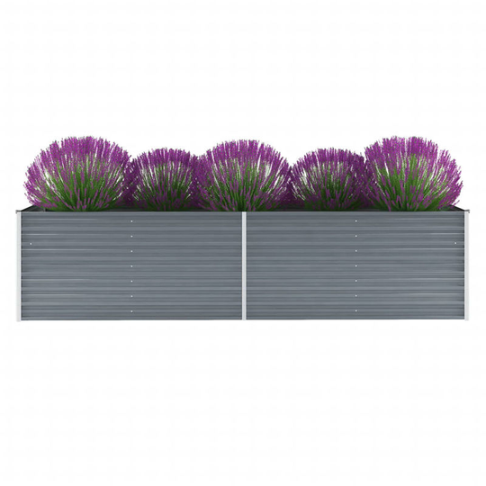 Hommoo - Garden Planter Galvanised Steel 320x80x77cm Grey VD29024