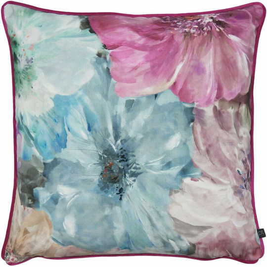 Prestigious Textiles - Lani Floral Cushion Cover (55cm x 55cm) (Hibiscus Pink/Blue) - Hibiscus Pink/Blue