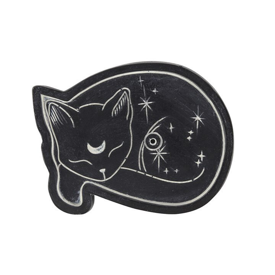 Black Cat Incense Resin Holder Catcher - Witch, Wicca, Pagan, Occult, Voodoo, Wiccan, Spell Casting, Candles, Herbs, Witchcraft, Charm