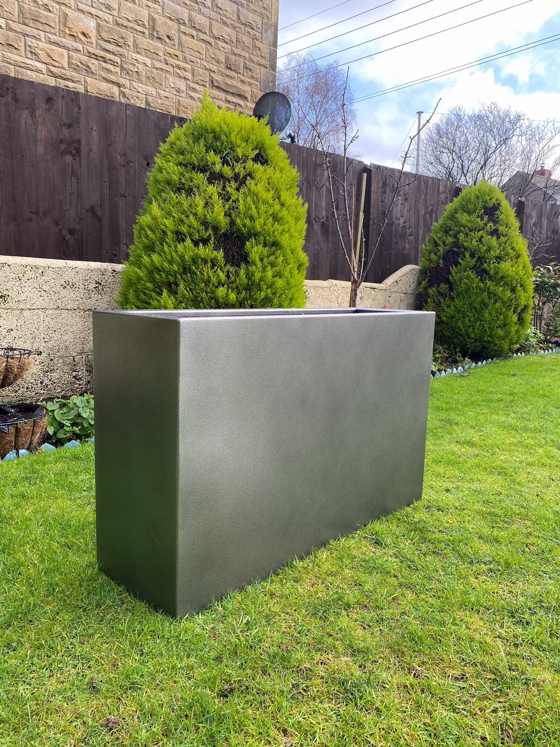 Grey/Silver Tall Aluminium Garden Planter