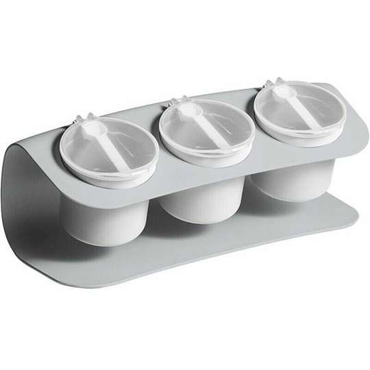 Joorrt - bbq utensil Spice container set with lids and spoons Seasoning box Salt container Sugar bowl Condiment jar set of 3 for kitchen counter,