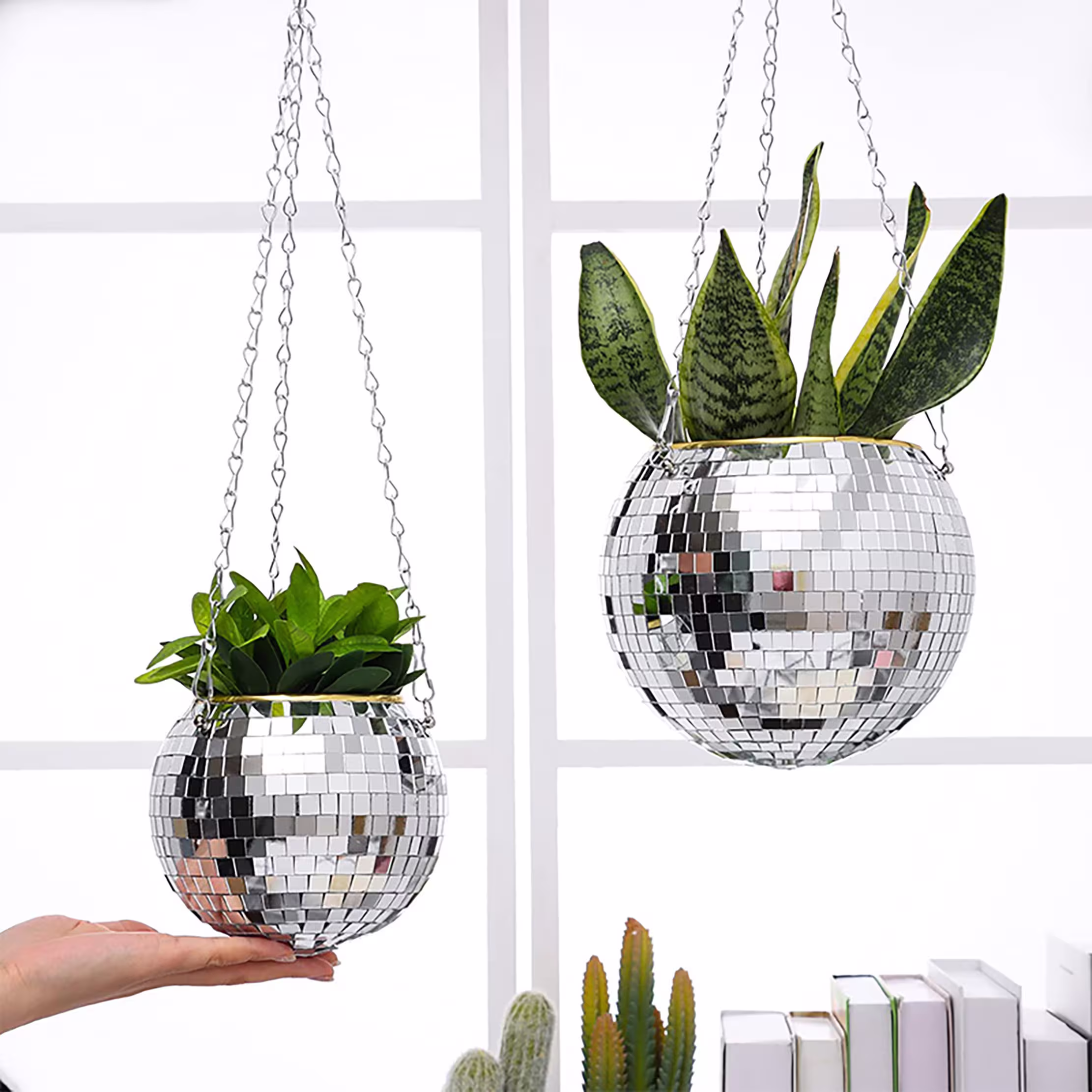 Disco Ball Planter, Disco Plant Hanger, Wall Hanging Ball Plant Pot, Glitter Ball, Indoor Mirrorball Planter Gifts