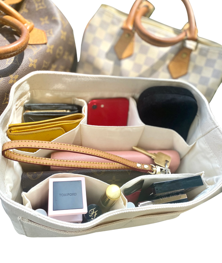 Cotton Canvas Bag Organizer Speedy 25 30 - Insert For Designer Handbag Purse Vachetta Wristlet Included