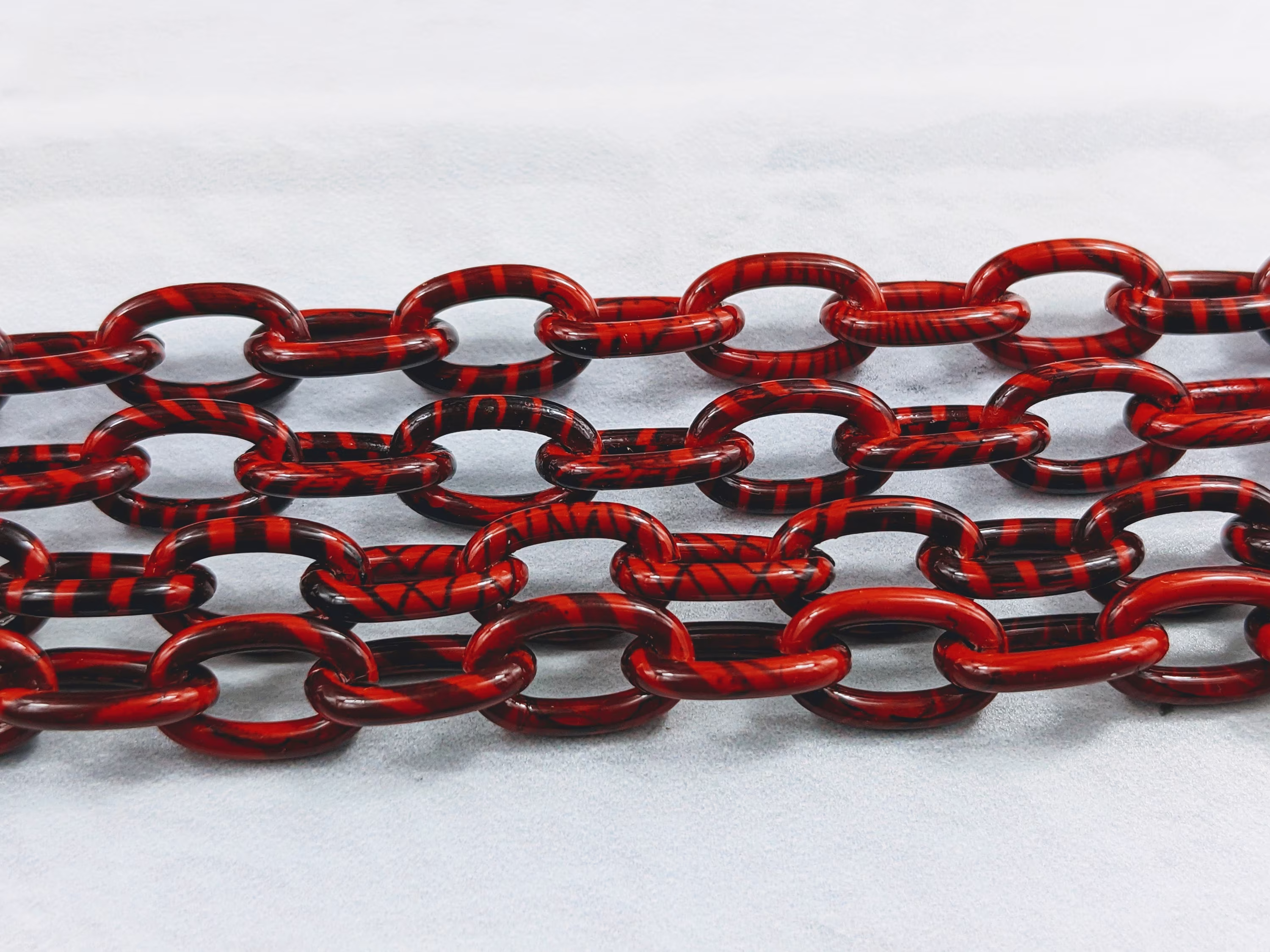 Aluminum Powder Coated Red & Black Link Chain, Light Weight, 11x7mm, Sold By The Foot