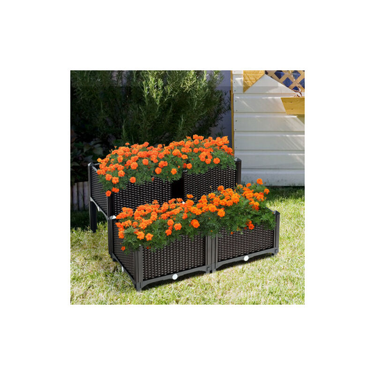 Set of 4 Raised Garden Bed Kits Elevated Flower Vegetable Herb Grow Planter Box w/Brackets