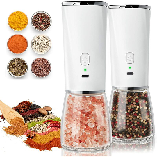 Tinor - Electric Salt and Pepper Grinder Set, usb Rechargeable Gravity Salt Grinder and Pepper Mill, 170ML High Capacity Refillable, Adjustable