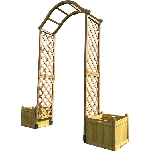 Selections - Dorchester Wooden Arch with Planters and Ground Spikes