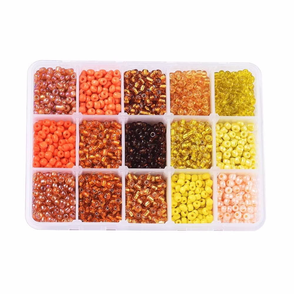 8/0 Glass Seed Beads | 15 Yellow Colour Box Starter Kit For Jewellery Making Round Loose Spacer Diy 3mm Hole 1mm