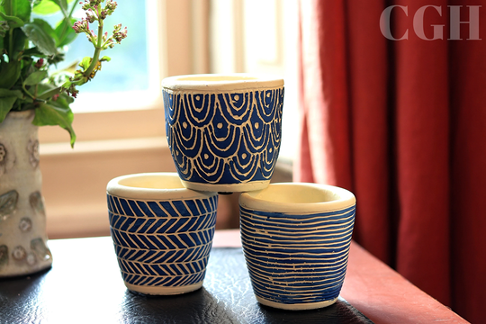 Sass & Belle Blue Mini Cement Planters - Set Of 3